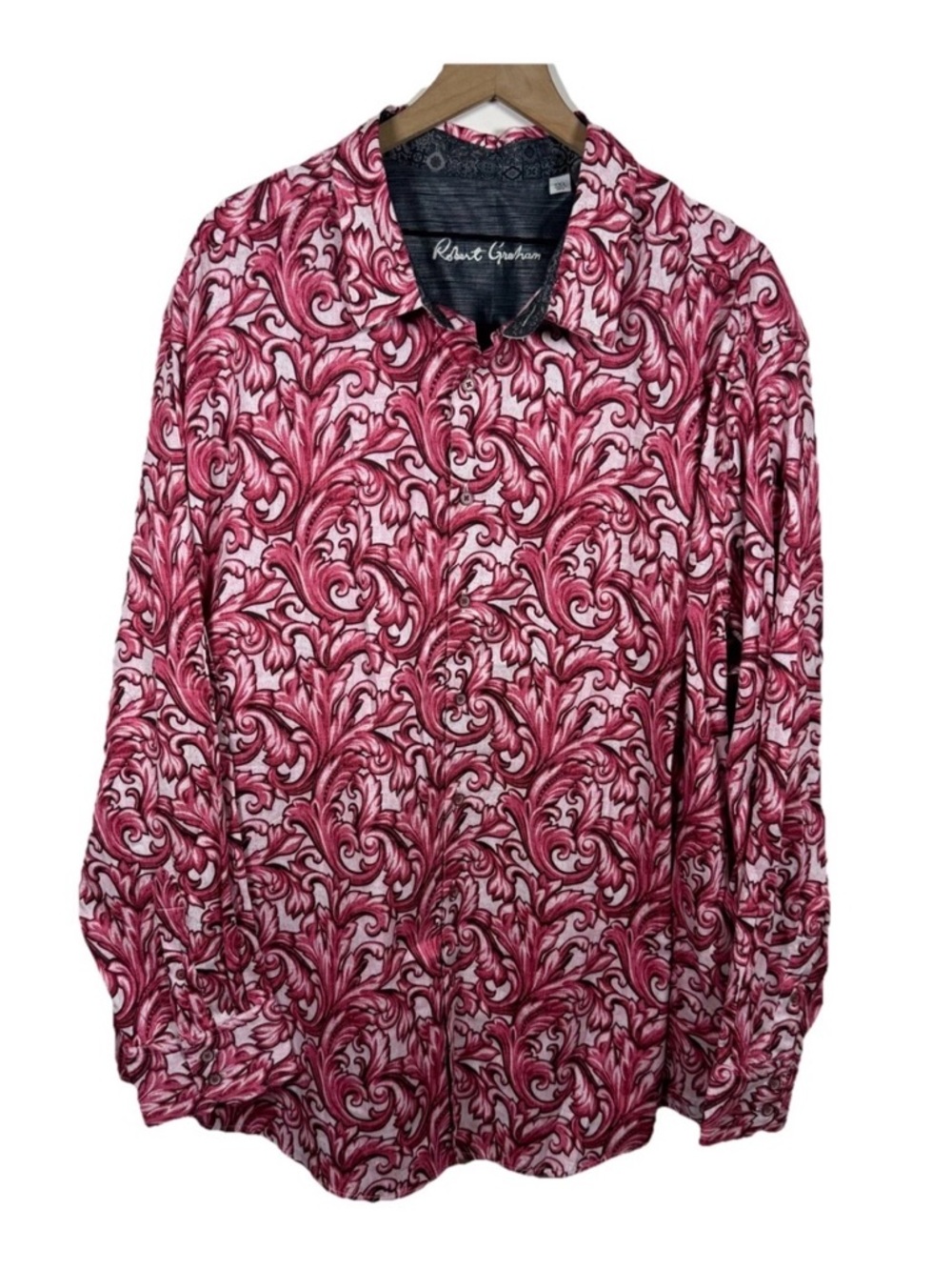 Robert Graham Men’s 3XL Pink Paisley Baroque Button Up Shirt Flip Cuff Stretch
